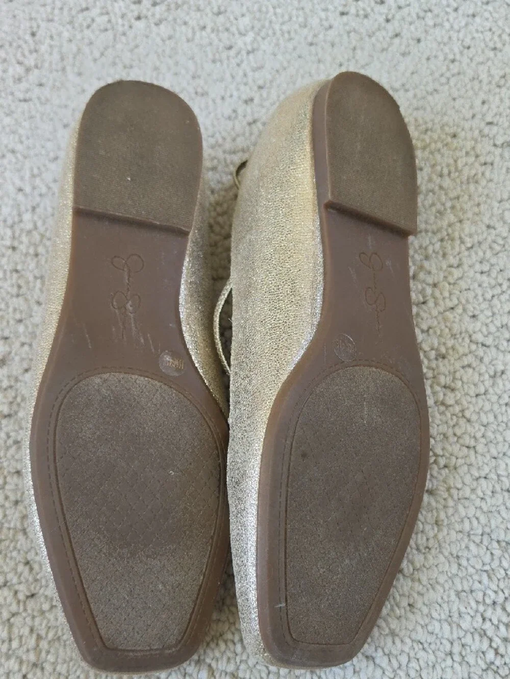Jessica Simpson Glitter Strappy Ballet Flats in Gold